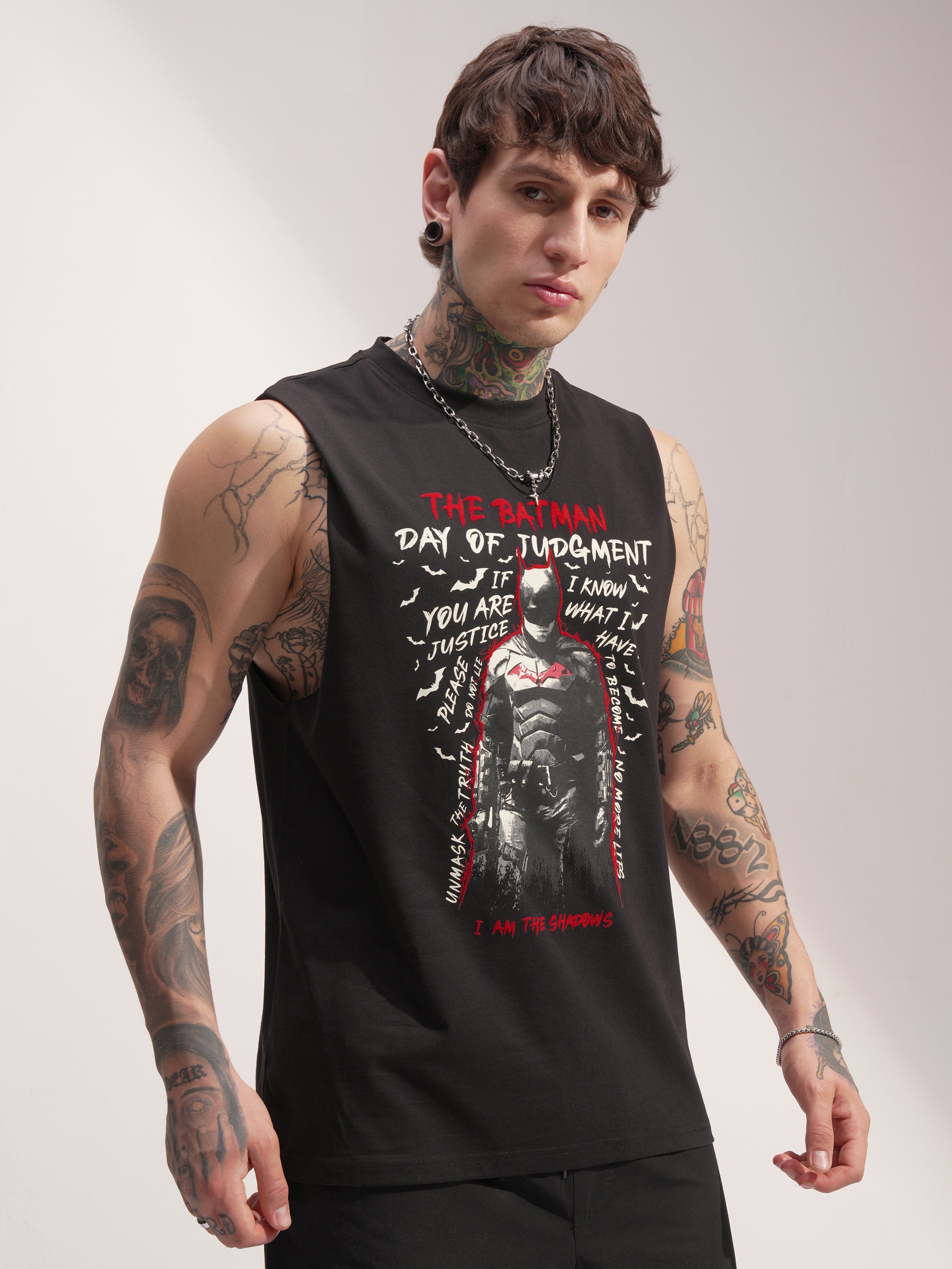 DC By Highlander Men Black Batman Printed Round Neck T-Shirt - Black - Image 6