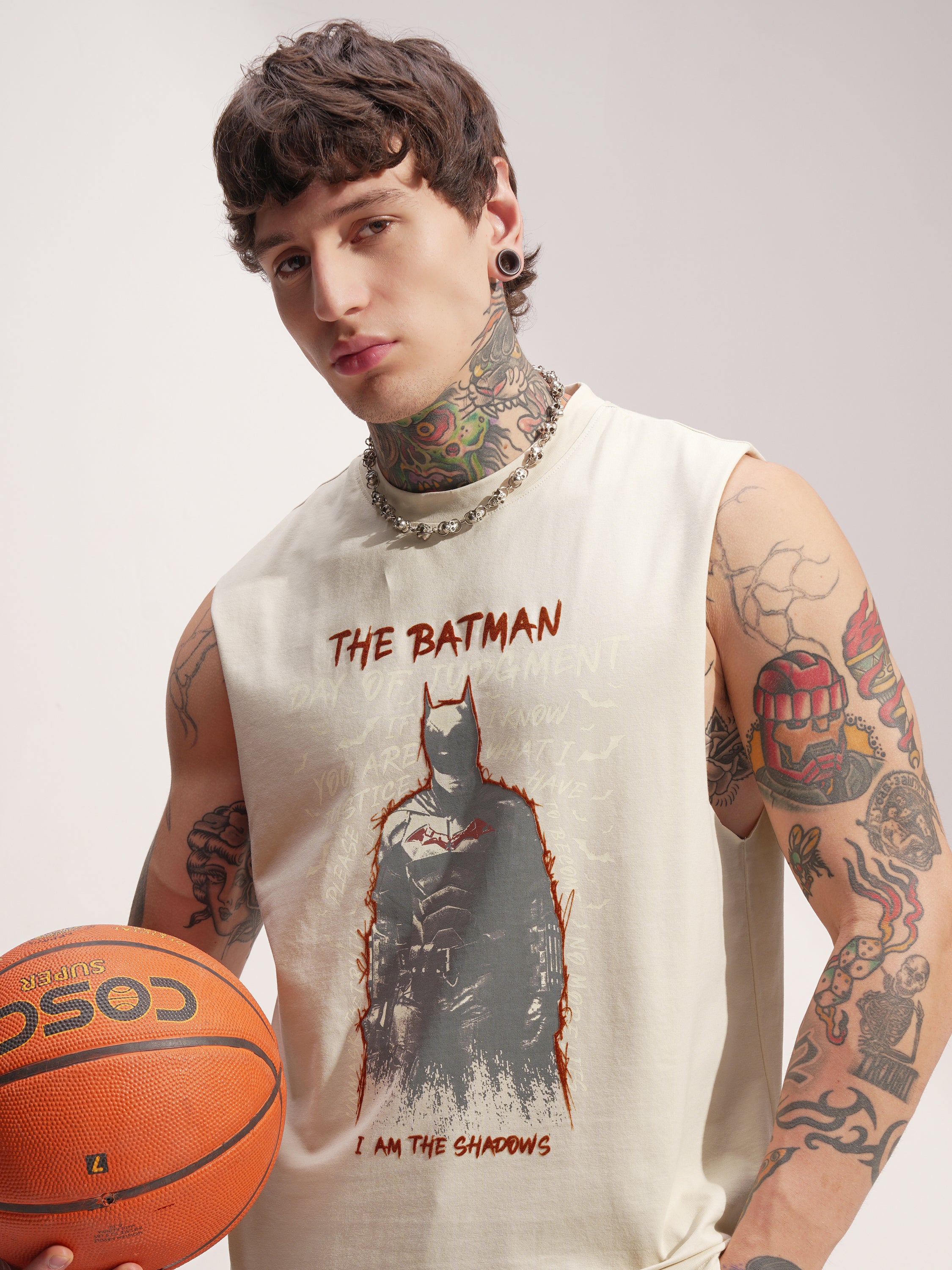 DC By Highlander Men Cream Batman Printed Round Neck T-Shirt - Cream - Image 1
