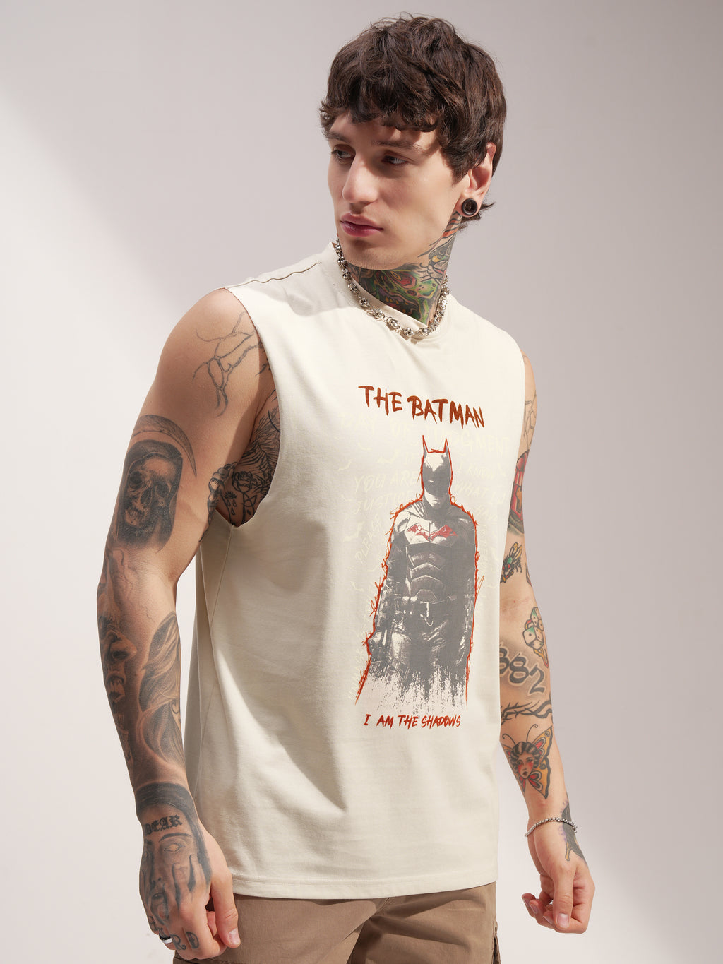 DC By Highlander Men Cream Batman Printed Round Neck T-Shirt - Cream - Image 6