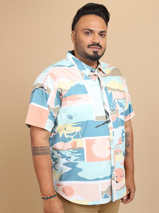 Xtra Ordinary By Highlander Men Green/Pink Regular Fit Plus Size Shirt - Green - Image 6
