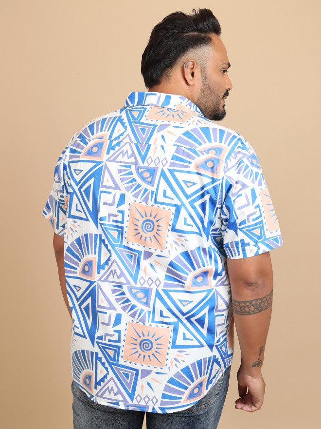 Xtra Ordinary By Highlander Men White Blue Regular Fit Plus Size Shirt - White - Image 3