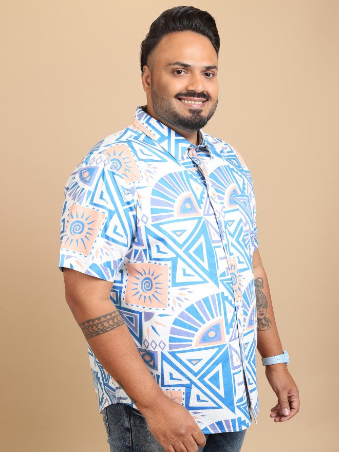 Xtra Ordinary By Highlander Men White Blue Regular Fit Plus Size Shirt - White - Image 6