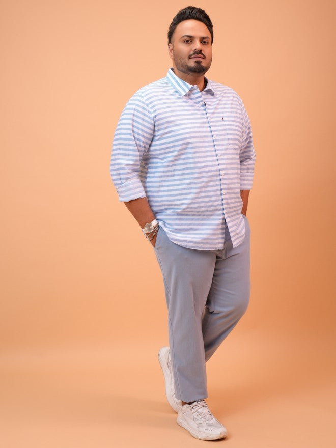 Highlander Men White Striped Regular Fit Casual Shirt - White - Image 2