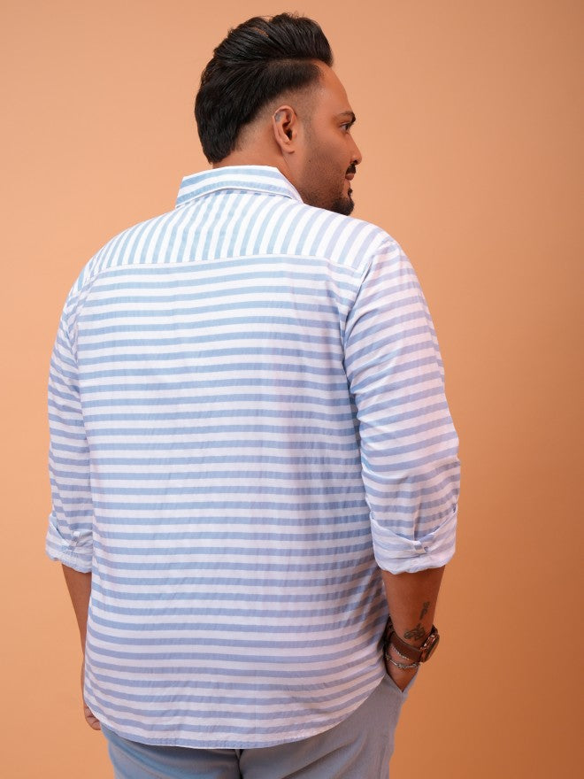 Highlander Men White Striped Regular Fit Casual Shirt - White - Image 3