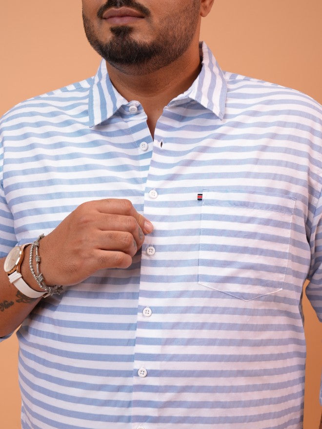 Highlander Men White Striped Regular Fit Casual Shirt - White - Image 5
