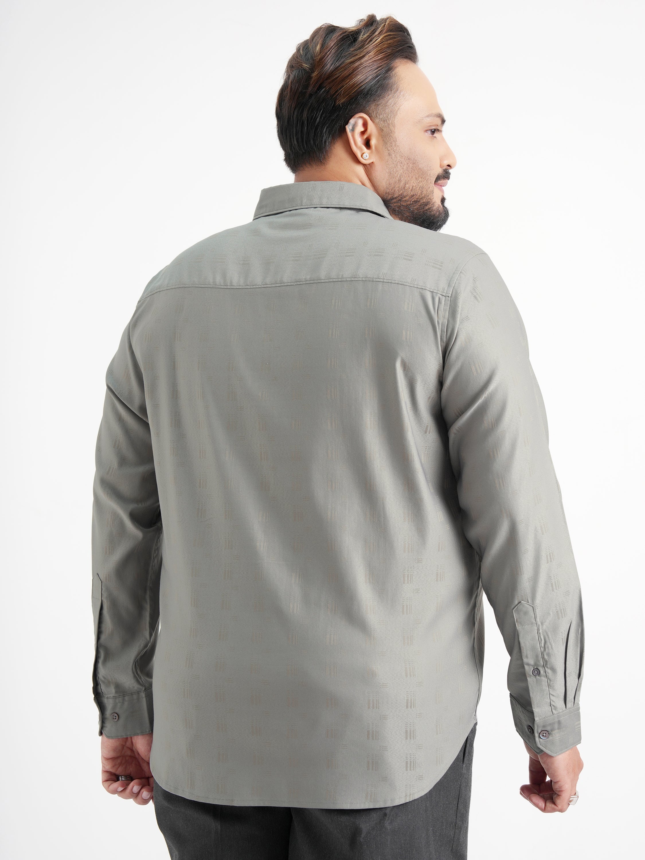 Xtra Ordinary By Highlander Men Grey Checked Slim Fit Casual Shirt - Grey - Image 3