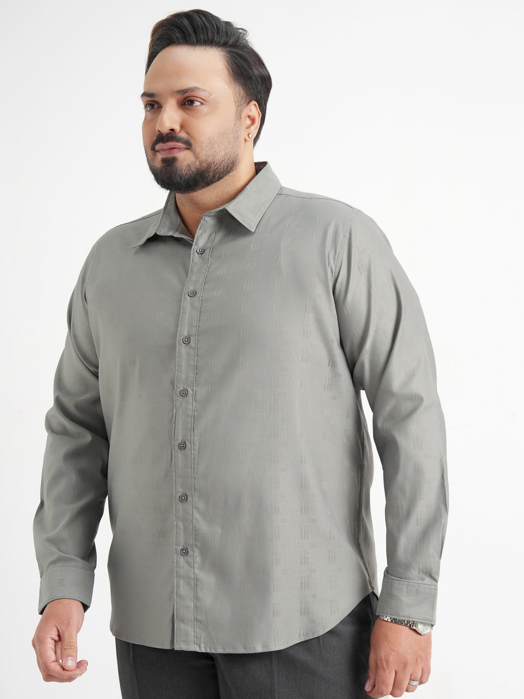 Xtra Ordinary By Highlander Men Grey Checked Slim Fit Casual Shirt - Grey - Image 4