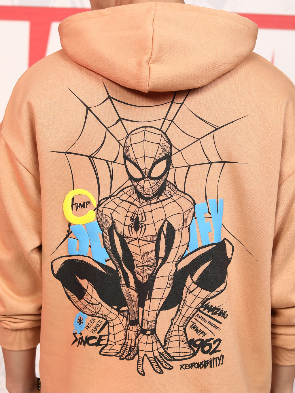Marvel By Highlander Men Brown Spider-Man Hooded Pullover Sweatshirt - Brown - Image 7