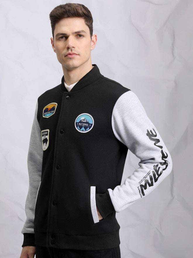 Ketch Men Black Printed Bomber Jacket - Black - Image 4