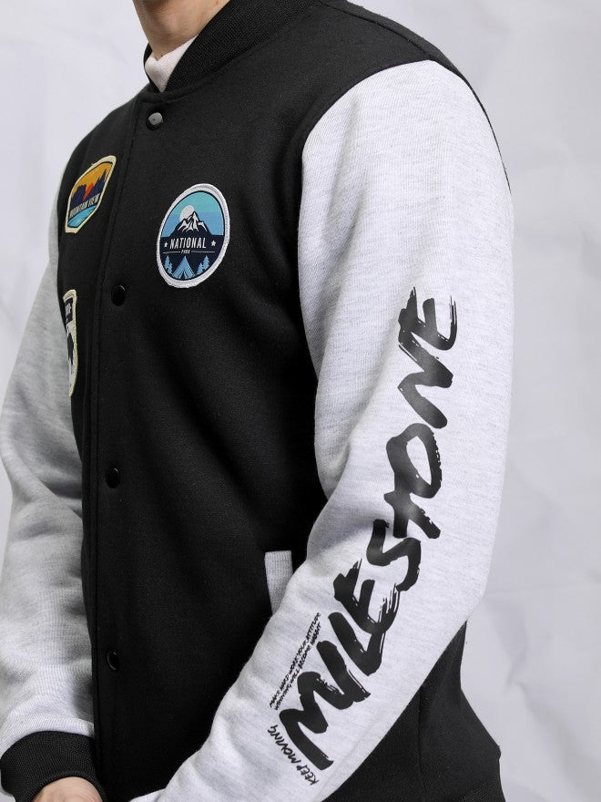Ketch Men Black Printed Bomber Jacket - Black - Image 5