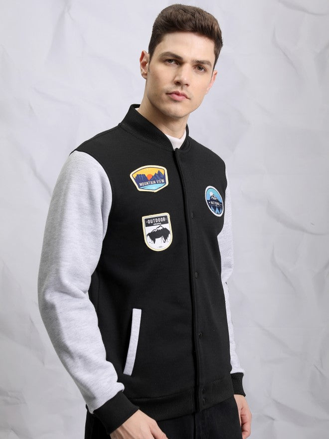 Ketch Men Black Printed Bomber Jacket - Black - Image 6