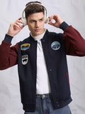 Ketch Men Navy Blue Printed Bomber Jacket - Navy Blue - Image 1