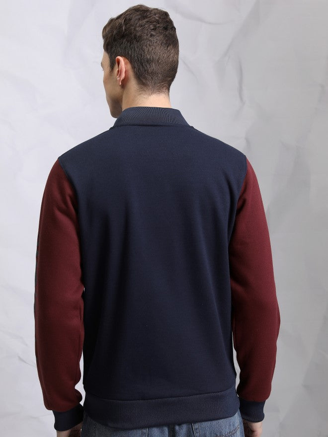 Ketch Men Navy Blue Printed Bomber Jacket - Navy Blue - Image 3
