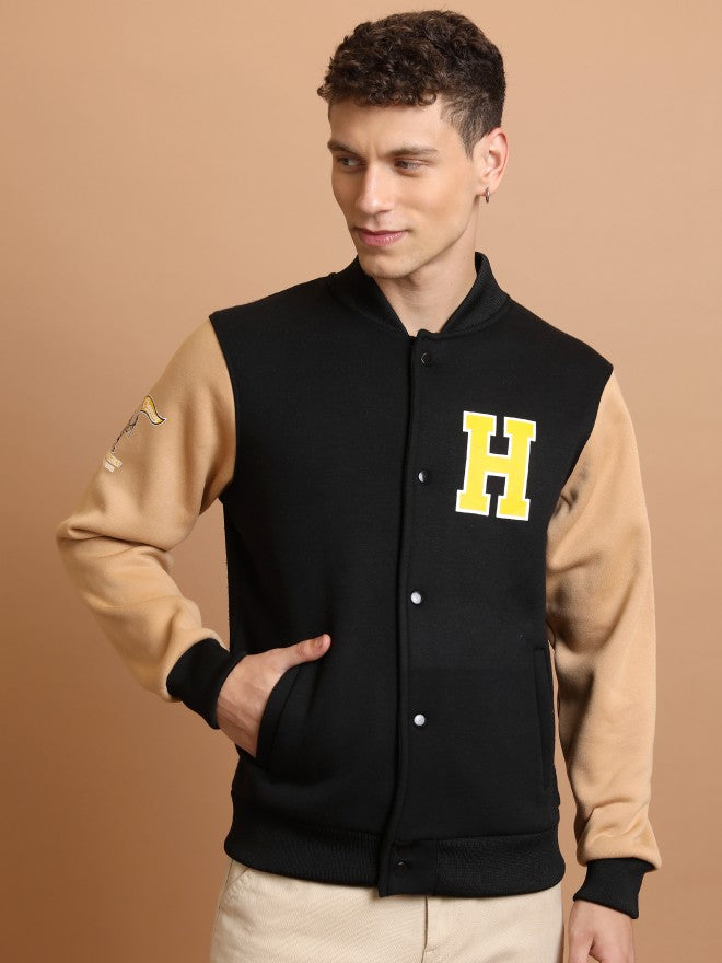 Ketch Men Black Printed Bomber Jacket - Black - Image 3