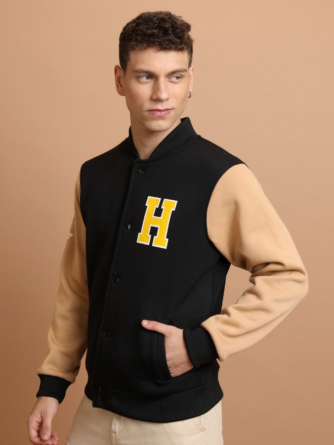 Ketch Men Black Printed Bomber Jacket - Black - Image 4