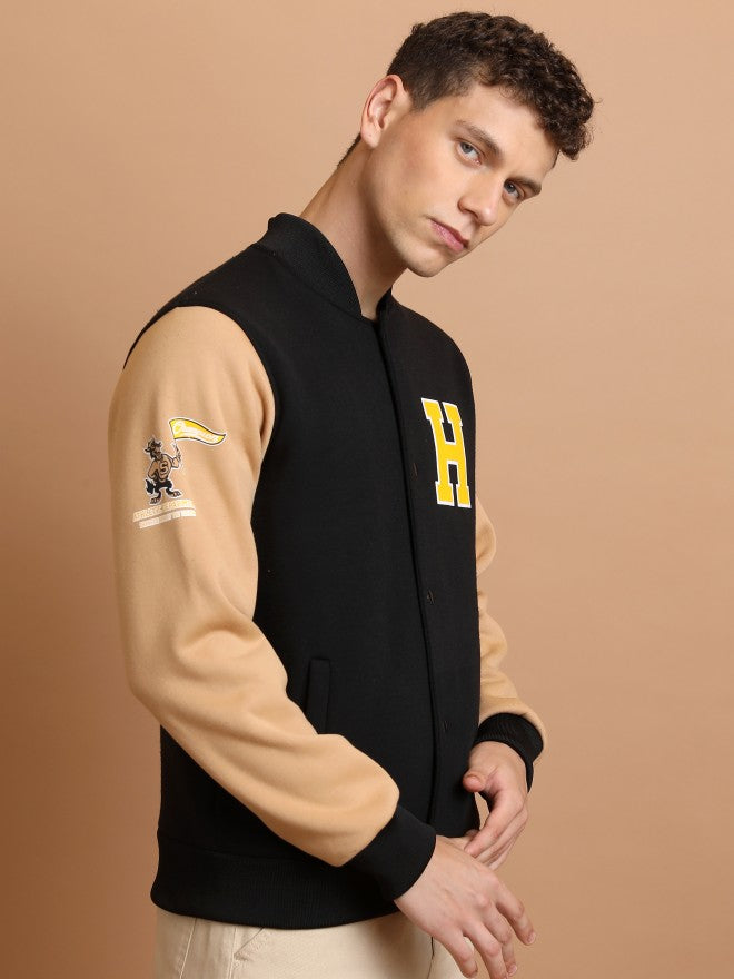 Ketch Men Black Printed Bomber Jacket - Black - Image 6