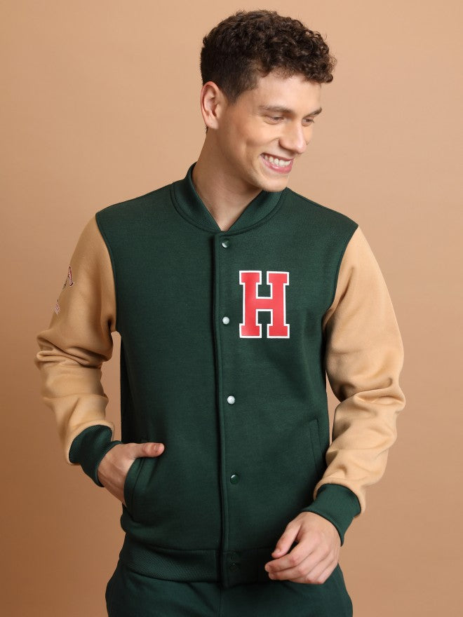 Ketch Men Green Printed Bomber Jacket - Green - Image 3