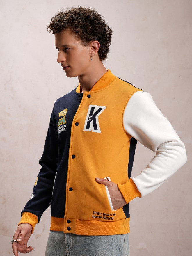 Ketch Men Navy Blue Printed Bomber Jacket - Navy Blue - Image 4