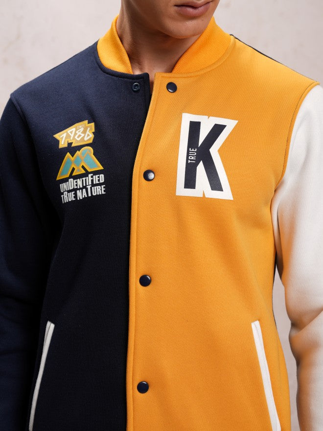 Ketch Men Navy Blue Printed Bomber Jacket - Navy Blue - Image 5