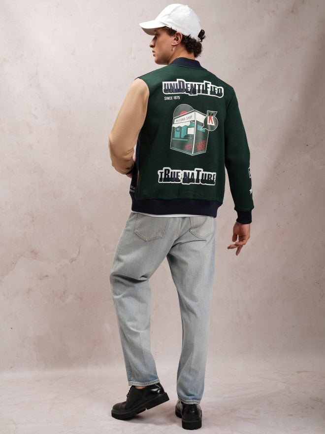 Ketch Men Green Printed Bomber Jacket - Green - Image 2