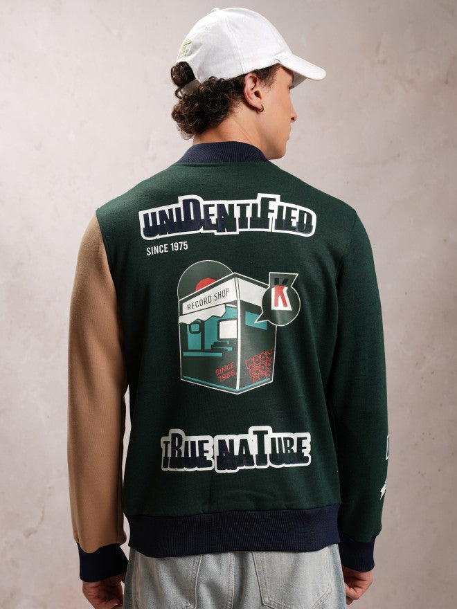Ketch Men Green Printed Bomber Jacket - Green - Image 3