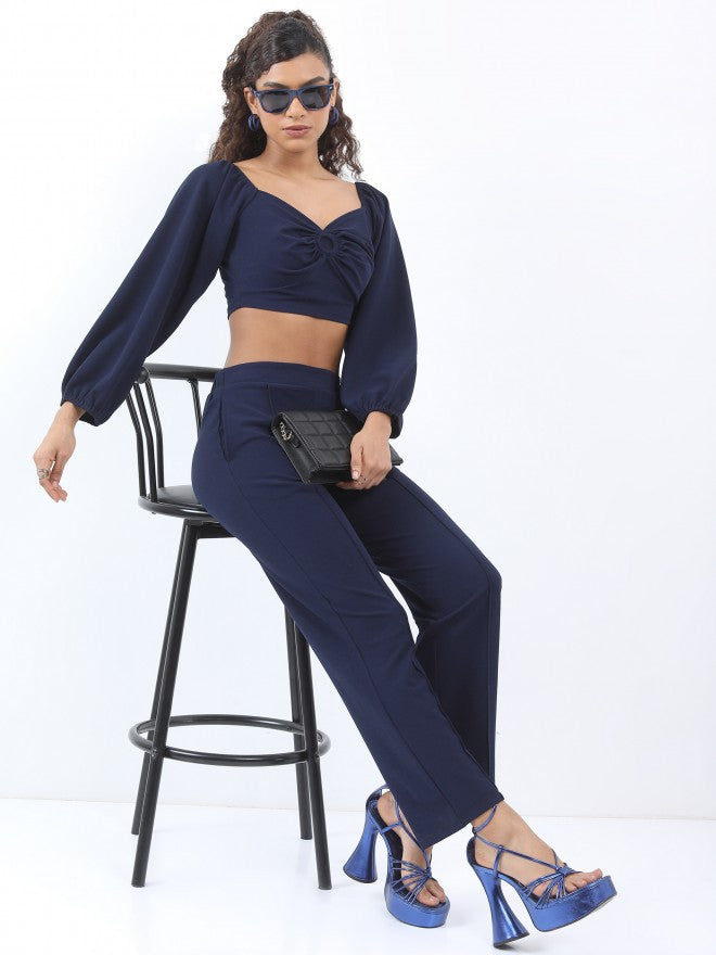 Ketch Women Navy Top With Trouser - Navy Blue - Image 1