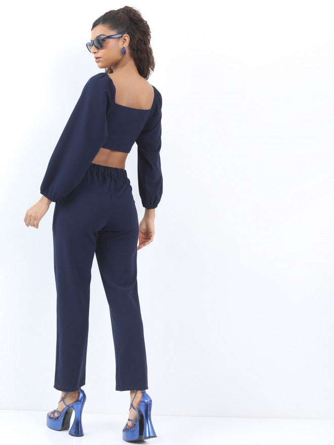 Ketch Women Navy Top With Trouser - Navy Blue - Image 3
