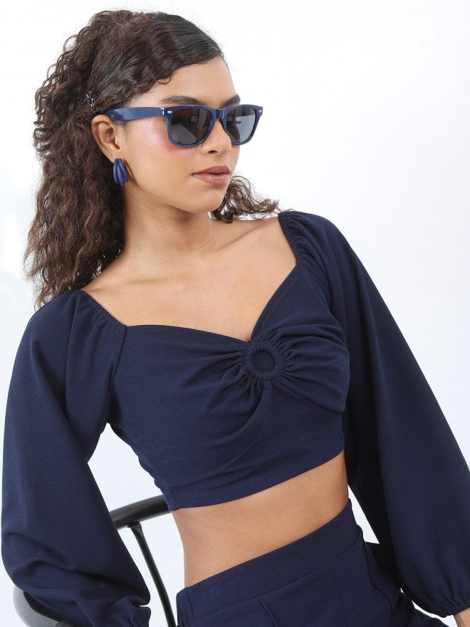 Ketch Women Navy Top With Trouser - Navy Blue - Image 4