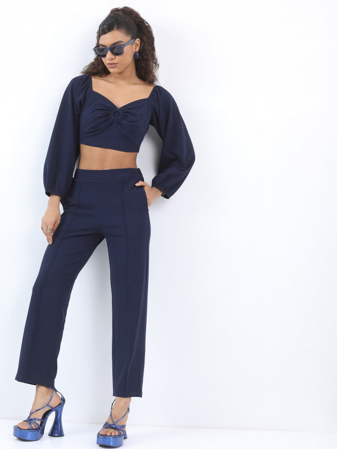 Ketch Women Navy Top With Trouser - Navy Blue - Image 5