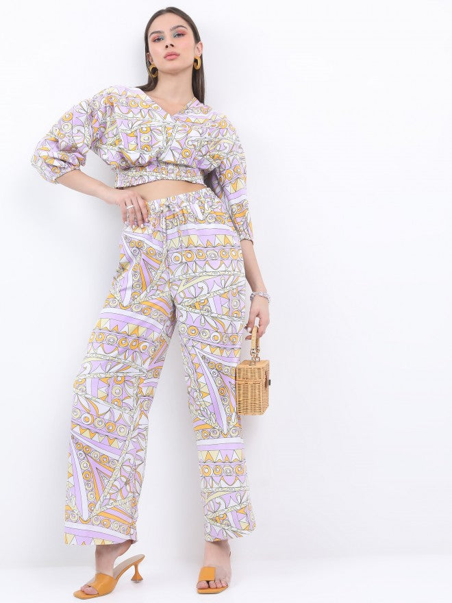 Ketch Women Lavender Crop Top With Pant - Lavender - Image 1