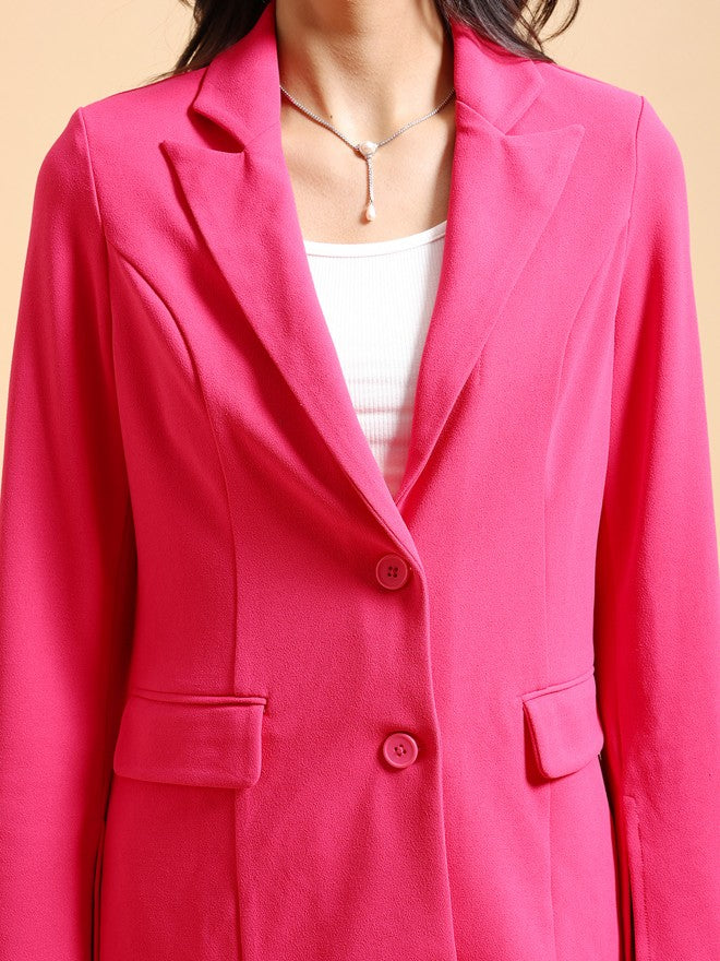 Ketch Women Pink Coat With Shorts Co-Ords - Pink - Image 5