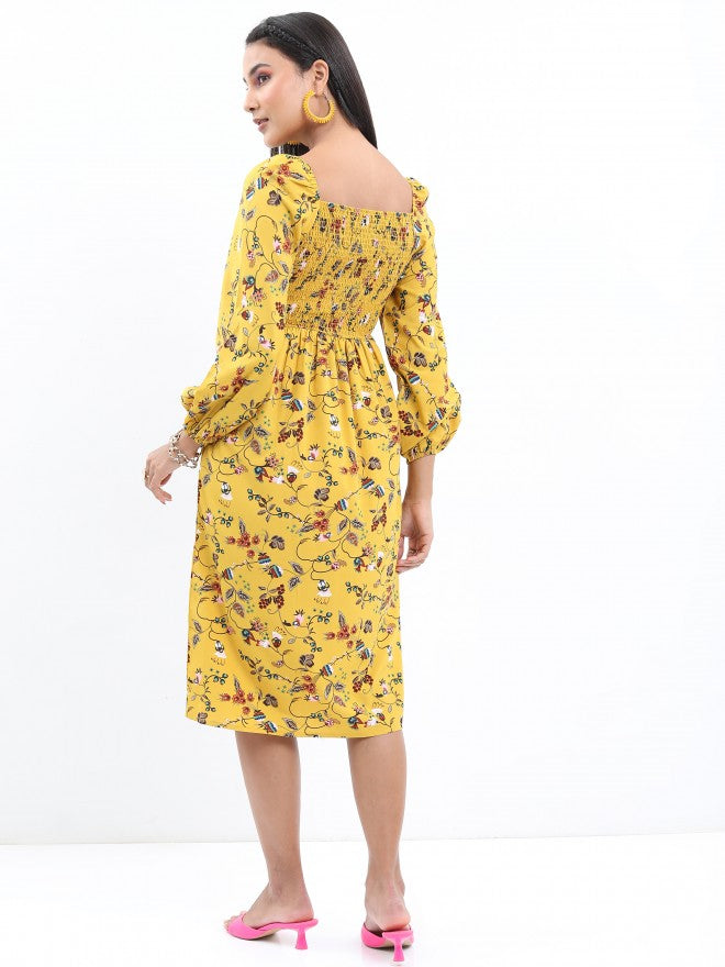 Ketch Women Yellow Floral Printed Fit & Flare Dress - Yellow - Image 3
