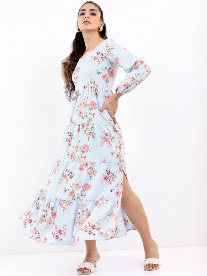 Ketch Women Light Blue Printed Midi Dress - Blue - Image 2