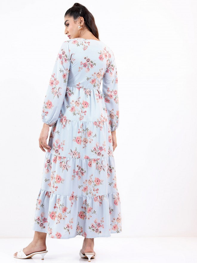 Ketch Women Light Blue Printed Midi Dress - Blue - Image 3