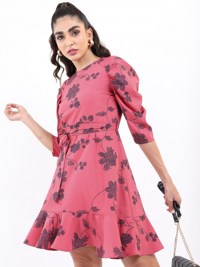 Ketch Women Rose Printed Mini Dress - Rose - Image 4