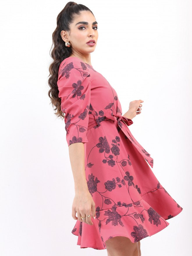 Ketch Women Rose Printed Mini Dress - Rose - Image 6