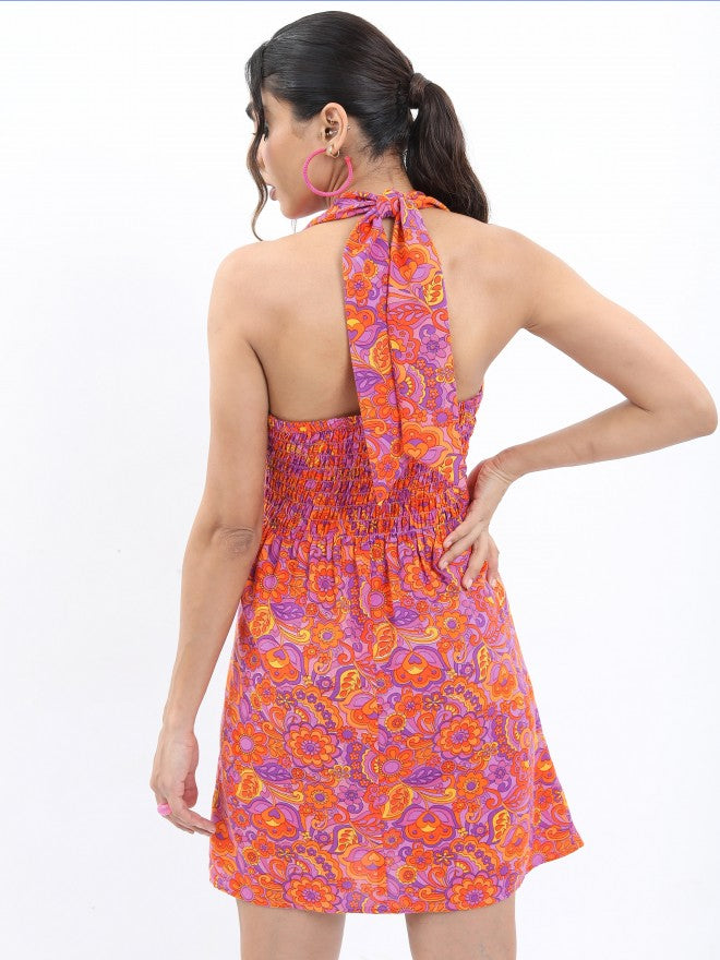 Ketch Women Pink Printed A-Line Dress - Pink - Image 3