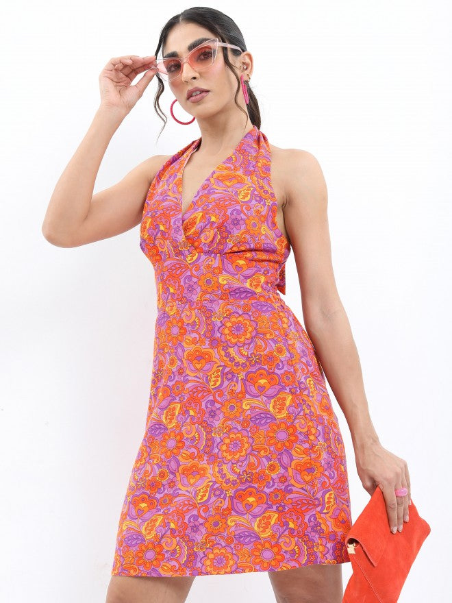 Ketch Women Pink Printed A-Line Dress - Pink - Image 4