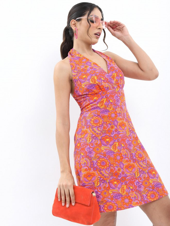 Ketch Women Pink Printed A-Line Dress - Pink - Image 6