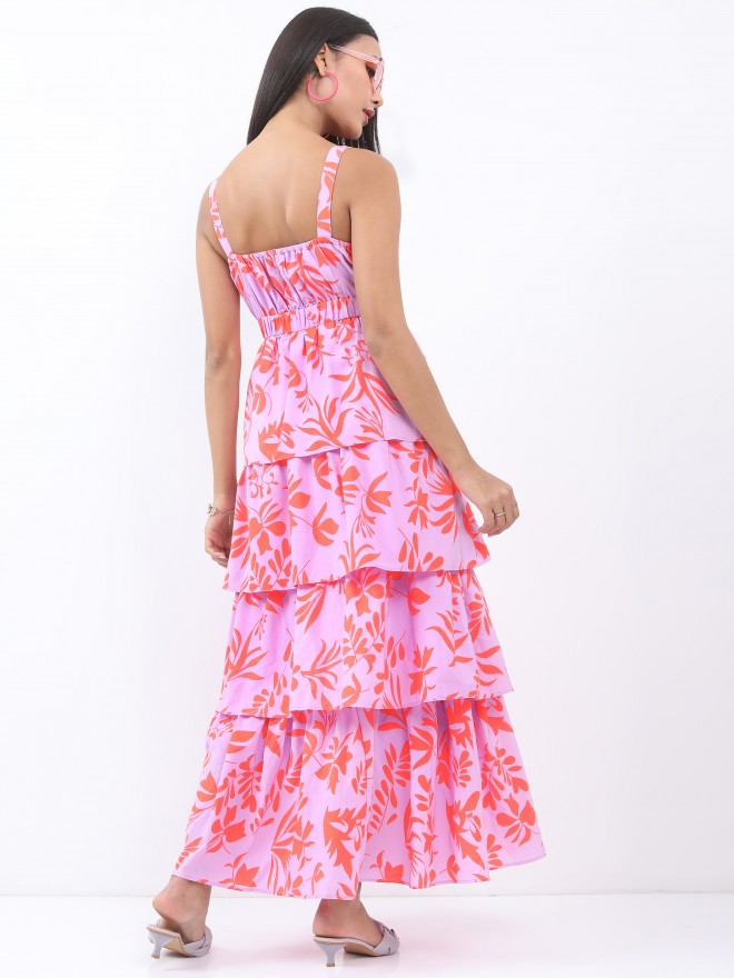 Ketch Women Lilac Printed A-Line Dress - Purple - Image 3