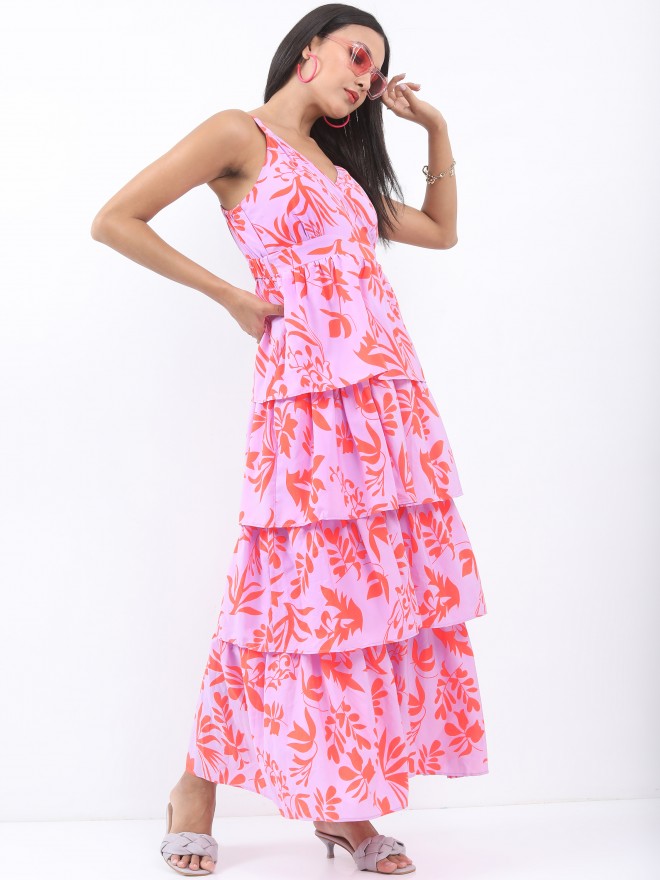 Ketch Women Lilac Printed A-Line Dress - Purple - Image 5