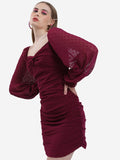 Ketch Women Burgundy Self Design Sheath Dress - Burgundy - Image 1
