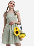 Ketch Women Olive Self Design A-Line Dress - Olive - Image 1