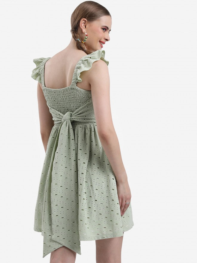 Ketch Women Olive Self Design A-Line Dress - Olive - Image 3