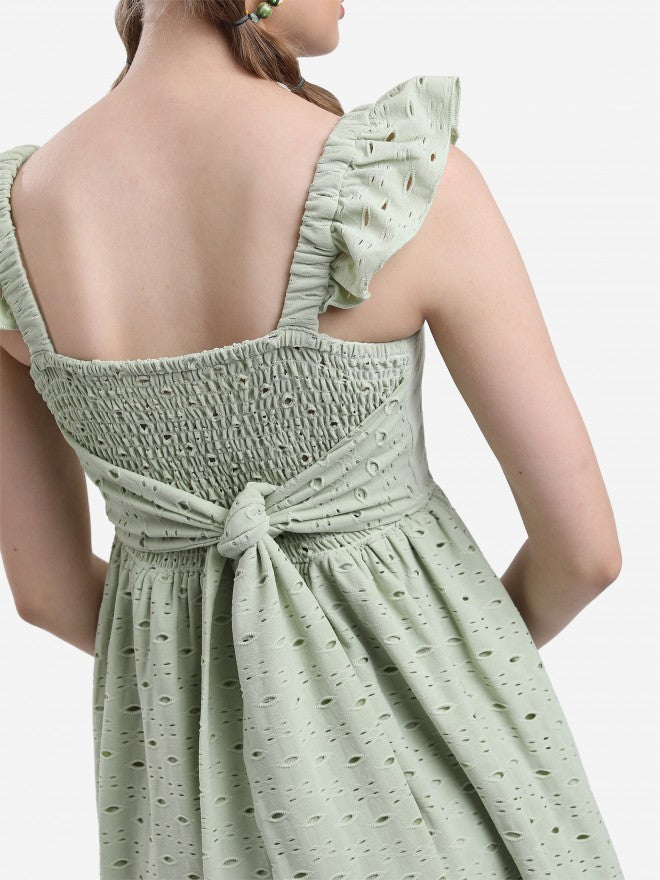 Ketch Women Olive Self Design A-Line Dress - Olive - Image 5