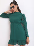 Ketch Women Green Self Design Fit & Flare Dress - Green - Image 1