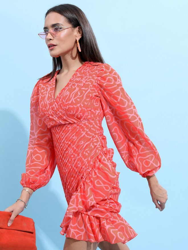 Ketch Women Red Printed Wrap Dress - Red - Image 6