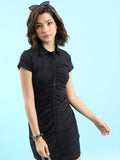 Ketch Women Black Solid Shirt Dress - Black - Image 1