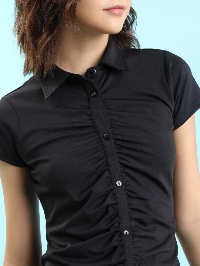 Ketch Women Black Solid Shirt Dress - Black - Image 5