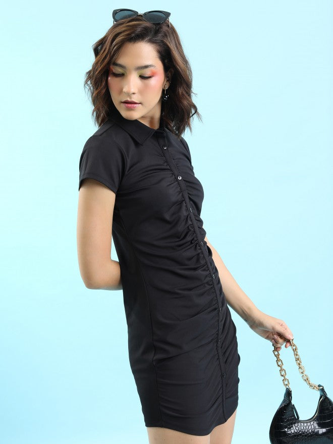 Ketch Women Black Solid Shirt Dress - Black - Image 6